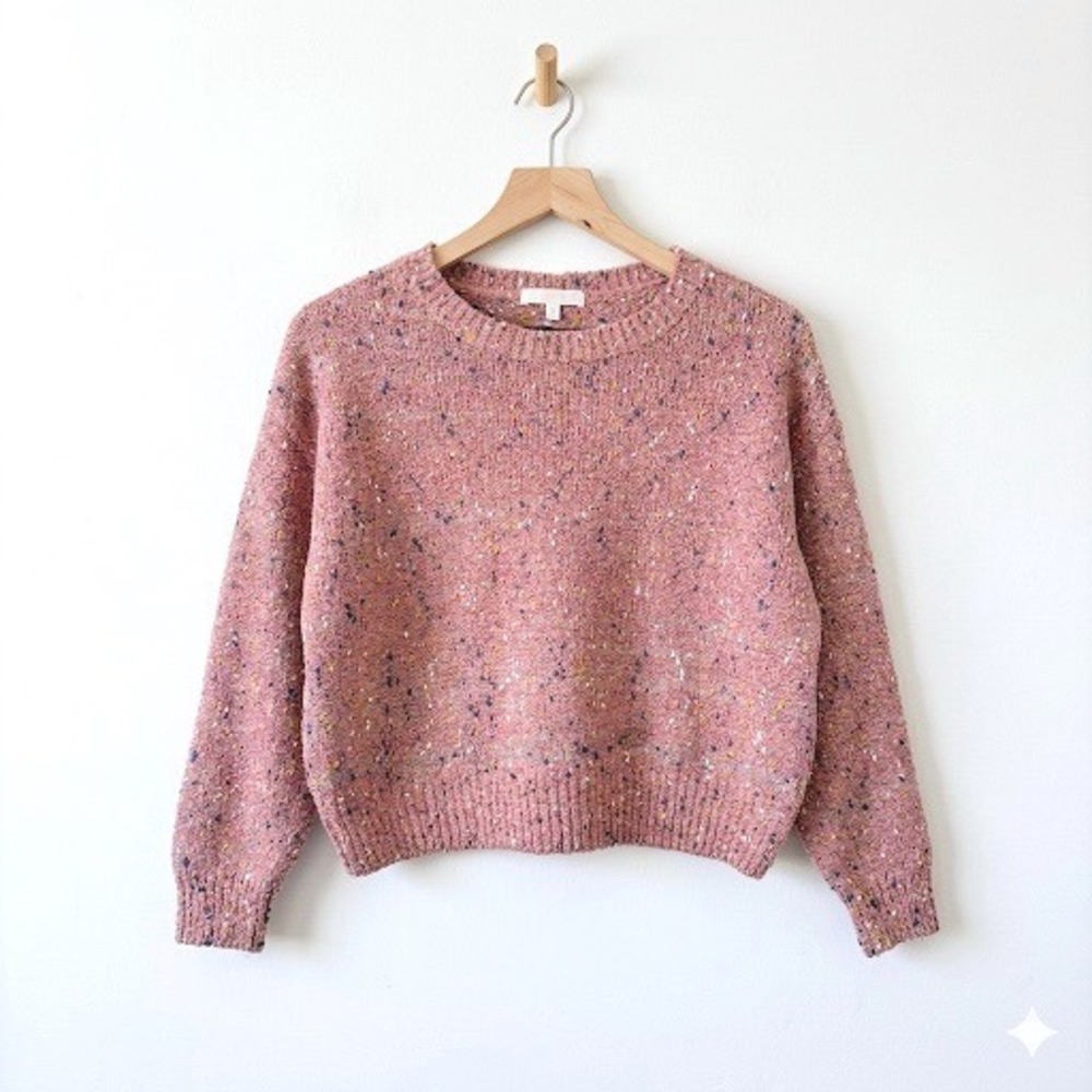 Adyson Parker Pink‎ Confetti Knit Pullover Sweater Plus Size 1X Relaxed Crewneck